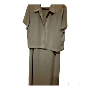 The Dress Barn tan colored two piece dress size 16